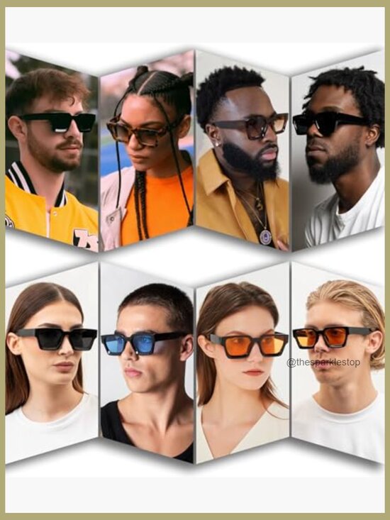 Square Thick Frame Sunglasses Unisex Retro Shades Designer Style main image 5